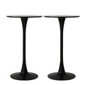 Set of 2 Round Pub Bar Tables 60cm Diameter - Black