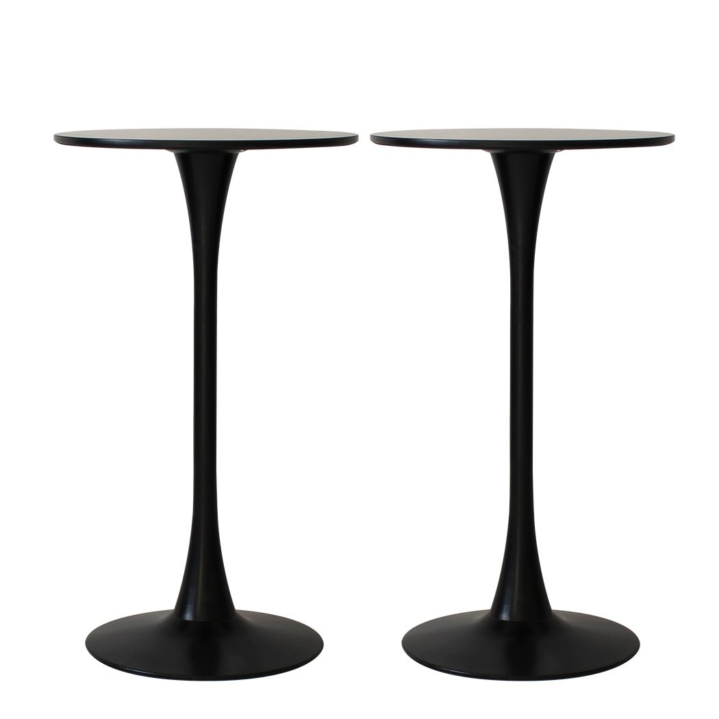 Set of 2 Round Pub Bar Tables 60cm Diameter - Black - Rivercity House & Home Co. (ABN 18 642 972 209) - Affordable Modern Furniture Australia