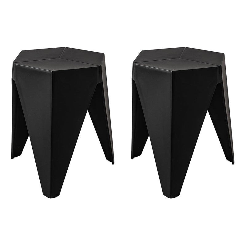 Set of 2 Stacking Puzzle Stools Black - Furniture > Bar Stools & Chairs - Rivercity House & Home Co. (ABN 18 642 972 209) - Affordable Modern Furniture Australia