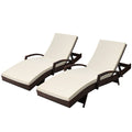 Set of 2 Sun Lounge Outdoor Furniture Day Beds