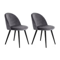 Set of 2 Velvet Modern Dining Chair - Dark Grey