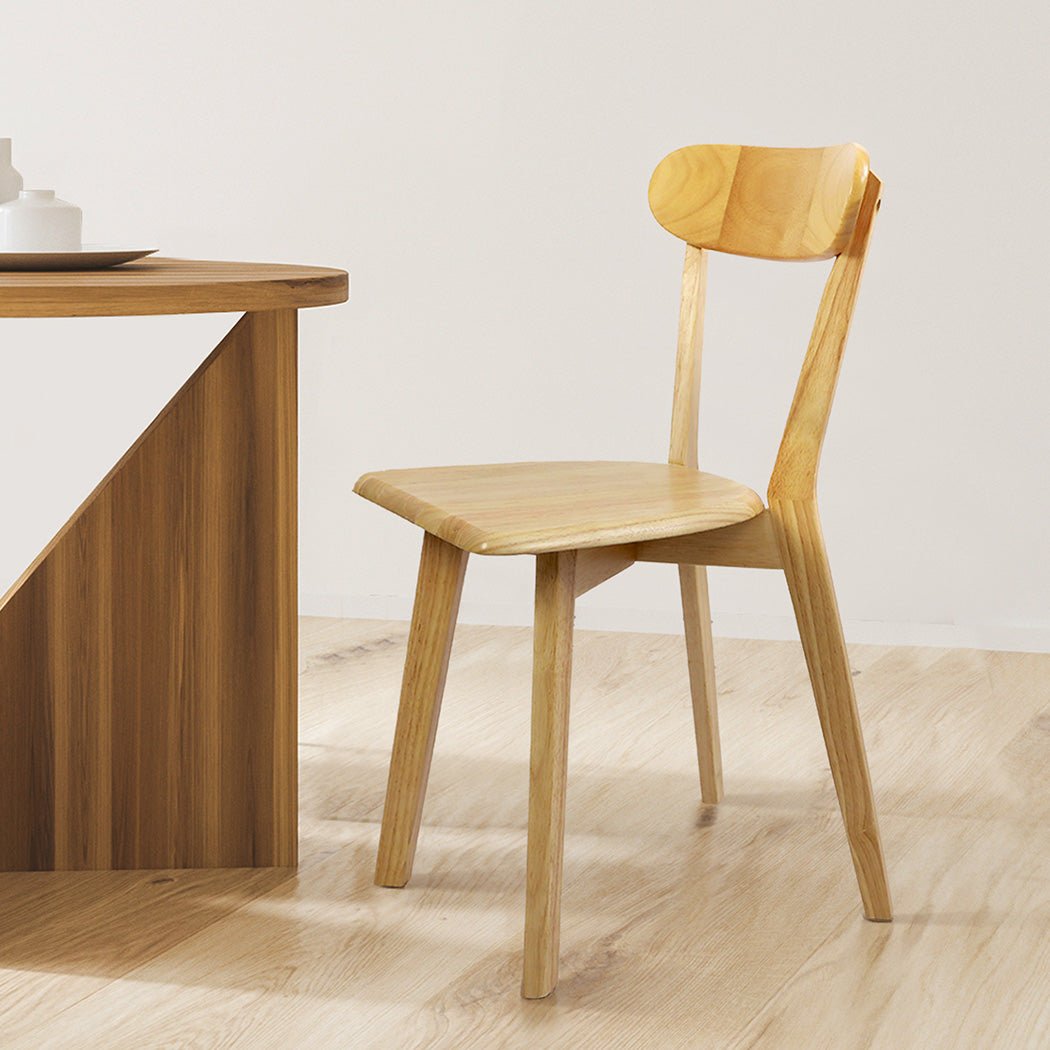 Set of 2 Wooden Dining Chairs with Curved Backrest - Natural - Rivercity House & Home Co. (ABN 18 642 972 209) - Affordable Modern Furniture Australia