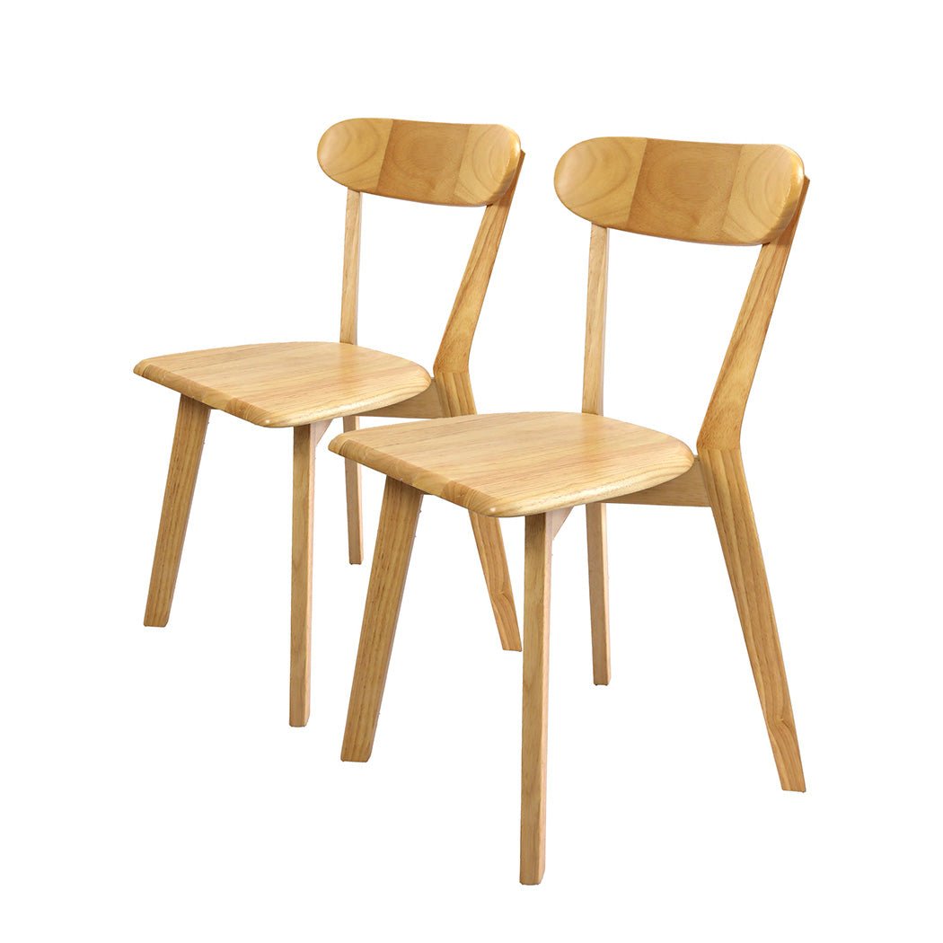 Set of 2 Wooden Dining Chairs with Curved Backrest - Natural - Rivercity House & Home Co. (ABN 18 642 972 209) - Affordable Modern Furniture Australia
