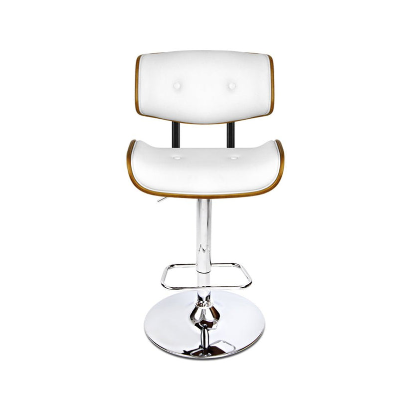 Set of 2 Wooden Gas Lift Bar Stools - White and Chrome - Rivercity House & Home Co. (ABN 18 642 972 209) - Affordable Modern Furniture Australia