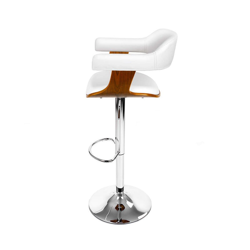 Set of 2 Wooden PU Leather Bar Stool - White and Chrome - Rivercity House & Home Co. (ABN 18 642 972 209) - Affordable Modern Furniture Australia