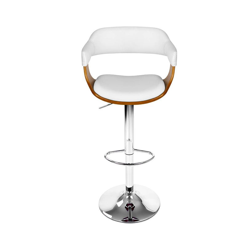 Set of 2 Wooden PU Leather Bar Stool - White and Chrome - Rivercity House & Home Co. (ABN 18 642 972 209) - Affordable Modern Furniture Australia