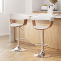 Set of 2 Finley Wooden Gas Lift Bar Stools With Armrest White