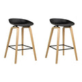 Set of 2 Elliot Bentwood Bar Stools - Wooden & Black