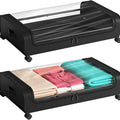 Set of 2 XXL Under Bed Rolling Storage Containers 50L Capacity with Wheels