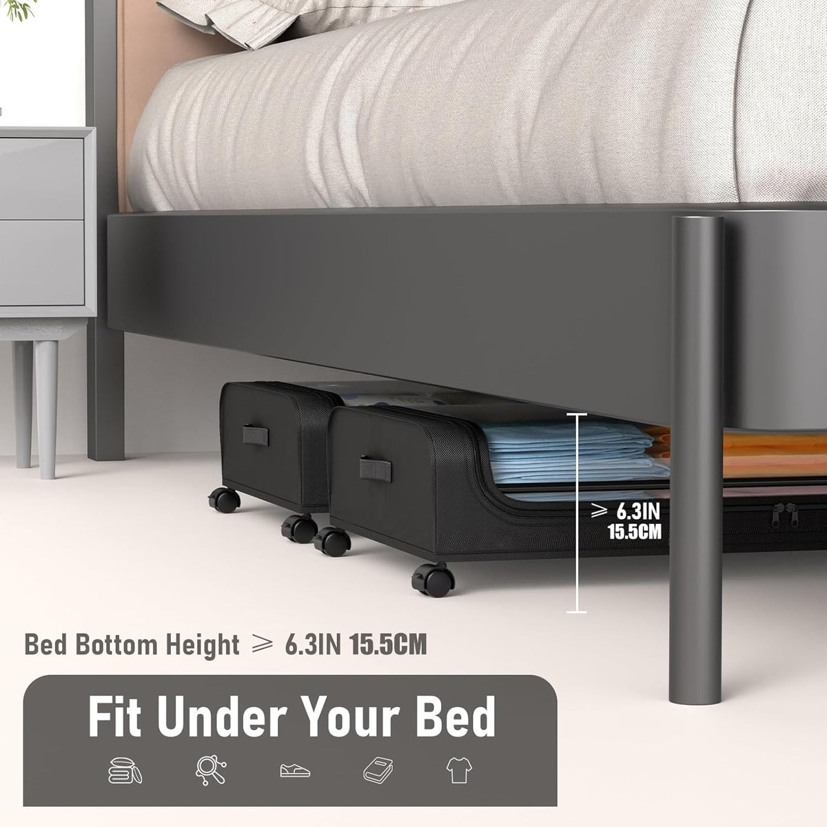 Set of 2 XXL Under Bed Rolling Storage Containers 50L Capacity with Wheels - Home & Garden > Storage > Clothing & Wardrobe Storage - Rivercity House & Home Co. (ABN 18 642 972 209) - Affordable Modern Furniture Australia