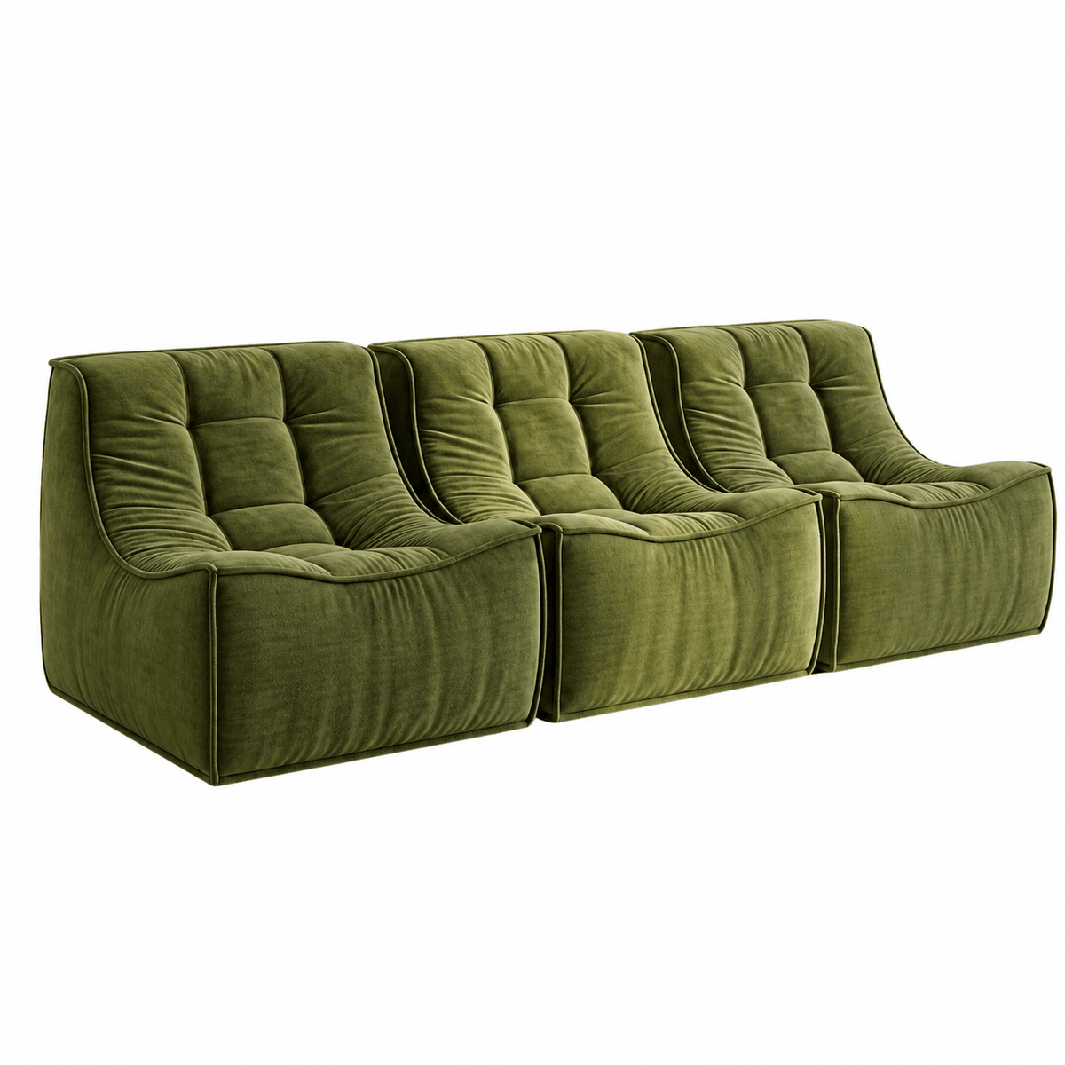 Set of 3 Modular Boneless Sofa Couches No Assembly - Green - Furniture > Sofas > Sofas & Sofa Beds - Rivercity House & Home Co. (ABN 18 642 972 209) - Affordable Modern Furniture Australia