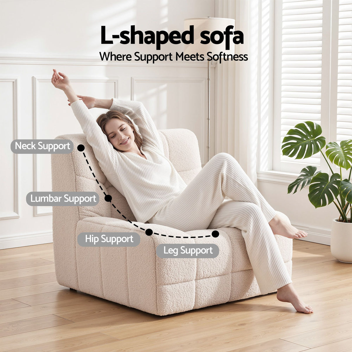 Set of 3 Modular Boneless Sofa Couches No Assembly - White - Furniture > Sofas > Sofas & Sofa Beds - Rivercity House & Home Co. (ABN 18 642 972 209) - Affordable Modern Furniture Australia