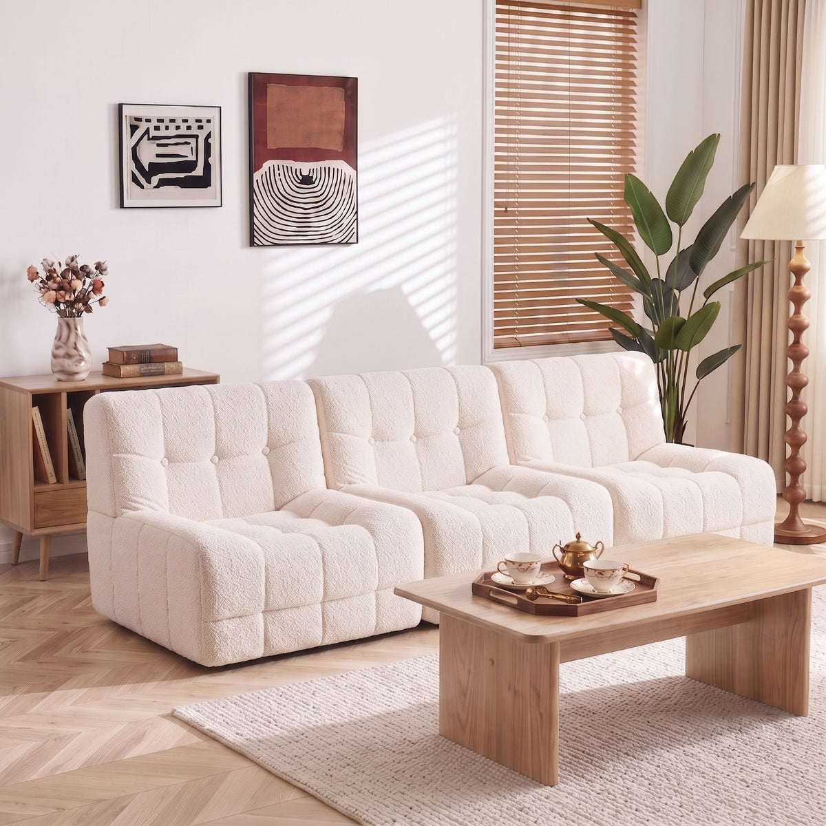 Set of 3 Modular Boneless Sofa Couches No Assembly - White - Furniture > Sofas > Sofas & Sofa Beds - Rivercity House & Home Co. (ABN 18 642 972 209) - Affordable Modern Furniture Australia