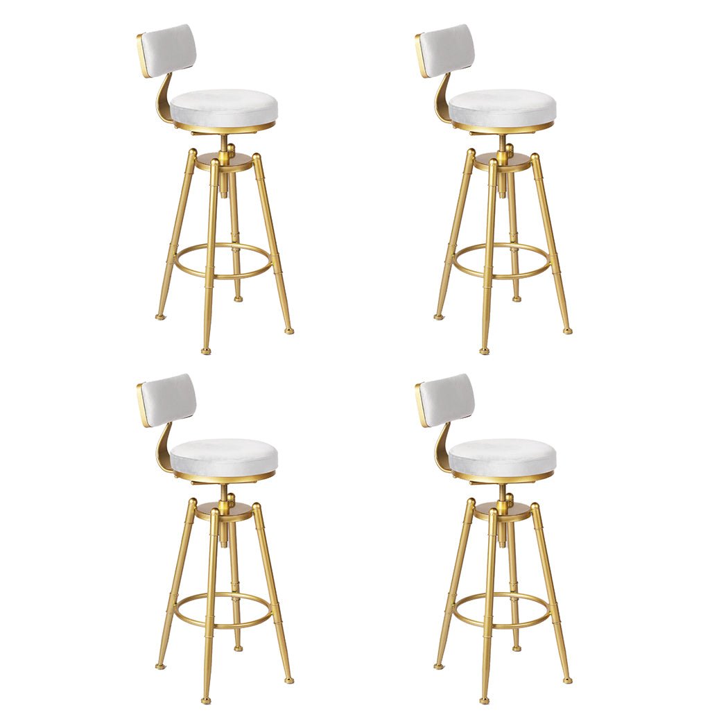 Set of 4 Adjustable Swivel Kitchen Bar Stools with Footrest - White - Rivercity House & Home Co. (ABN 18 642 972 209) - Affordable Modern Furniture Australia