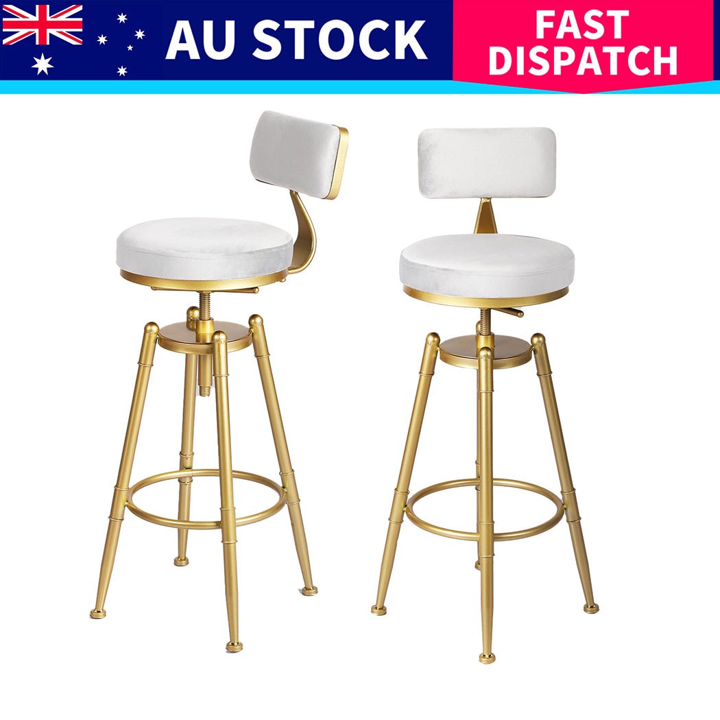Set of 4 Adjustable Swivel Kitchen Bar Stools with Footrest - White - Rivercity House & Home Co. (ABN 18 642 972 209) - Affordable Modern Furniture Australia
