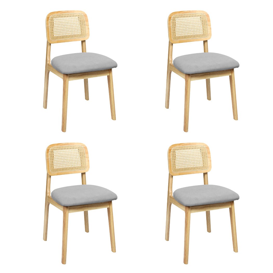 Set of 4 Armless Wood Rattan Dining Chairs - Natural - Rivercity House & Home Co. (ABN 18 642 972 209) - Affordable Modern Furniture Australia