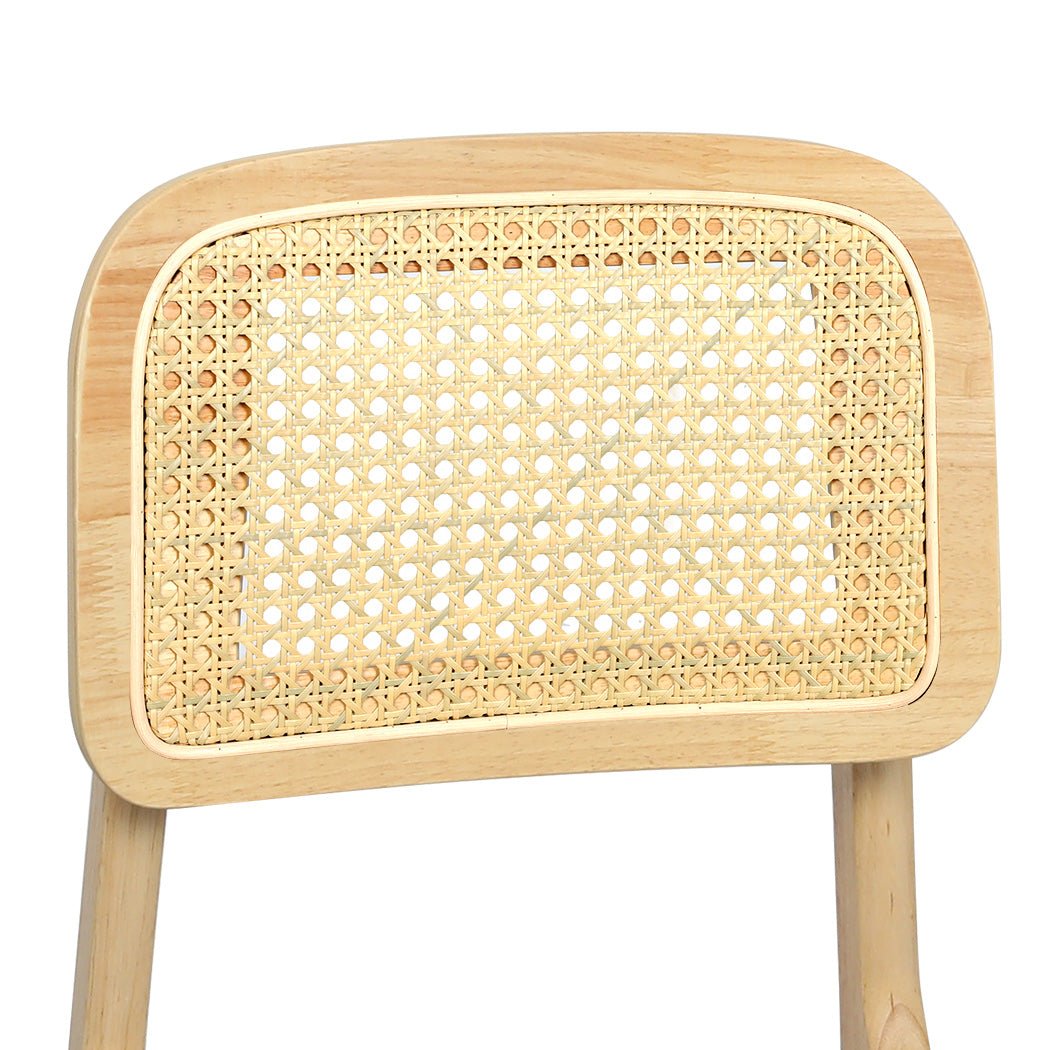 Set of 4 Armless Wood Rattan Dining Chairs - Natural - Rivercity House & Home Co. (ABN 18 642 972 209) - Affordable Modern Furniture Australia