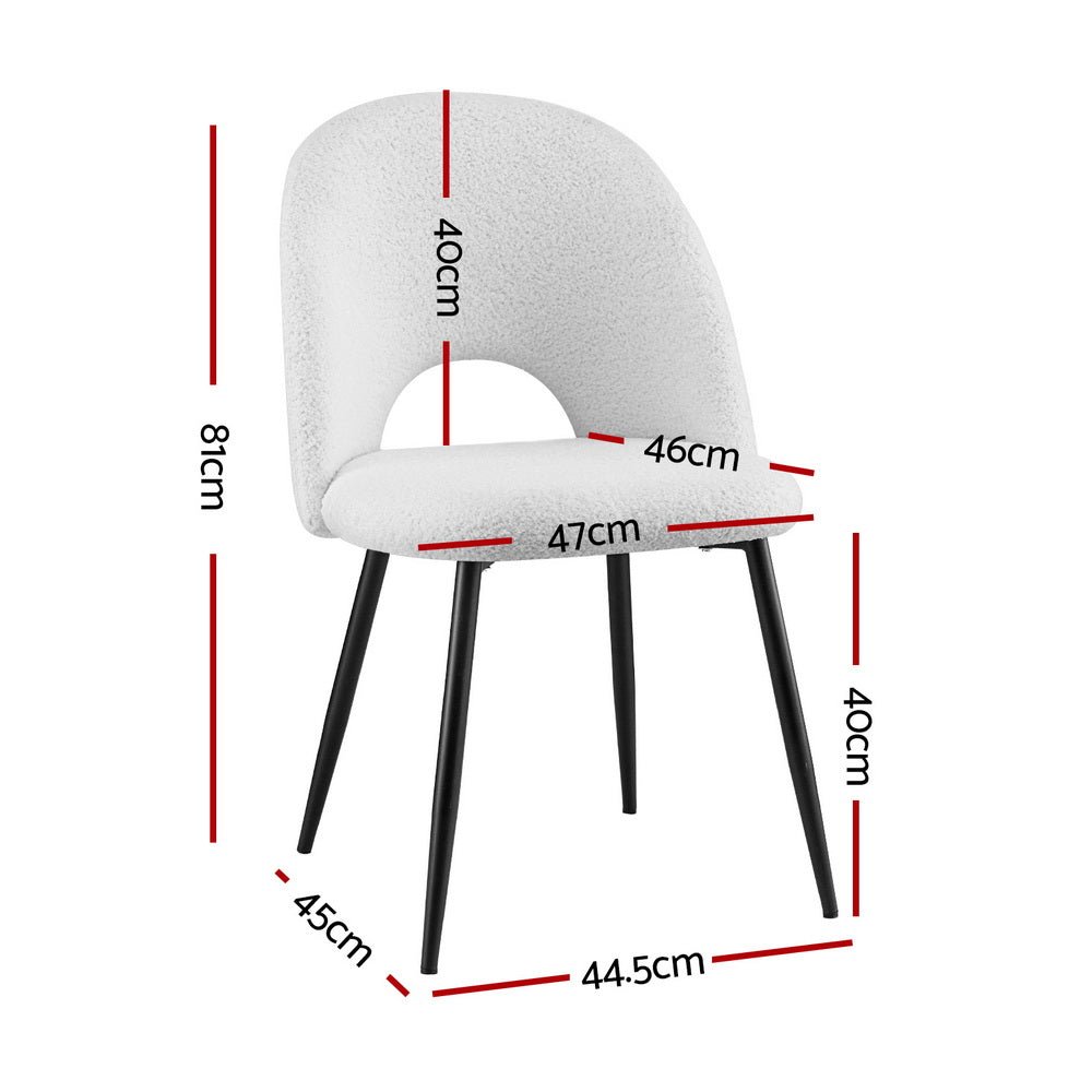 Set of 4 Dining Chair Boucle Sherpa - Furniture > Dining > Kitchen & Dining Chairs - Rivercity House & Home Co. (ABN 18 642 972 209) - Affordable Modern Furniture Australia