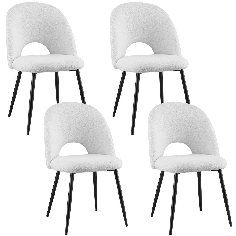 Set of 4 Dining Chair Boucle Sherpa - Furniture > Dining > Kitchen & Dining Chairs - Rivercity House & Home Co. (ABN 18 642 972 209) - Affordable Modern Furniture Australia