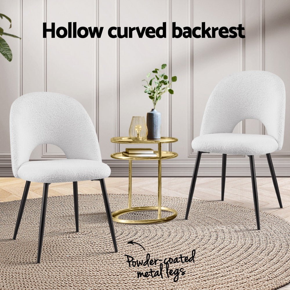 Set of 4 Dining Chair Boucle Sherpa - Furniture > Dining > Kitchen & Dining Chairs - Rivercity House & Home Co. (ABN 18 642 972 209) - Affordable Modern Furniture Australia