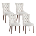 Set of 4 Dining Chairs Beige Velvet