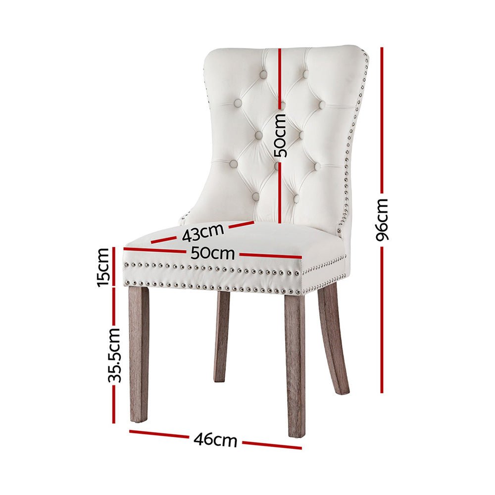Set of 4 Dining Chairs Beige Velvet - Furniture > Dining > Kitchen & Dining Chairs - Rivercity House & Home Co. (ABN 18 642 972 209) - Affordable Modern Furniture Australia