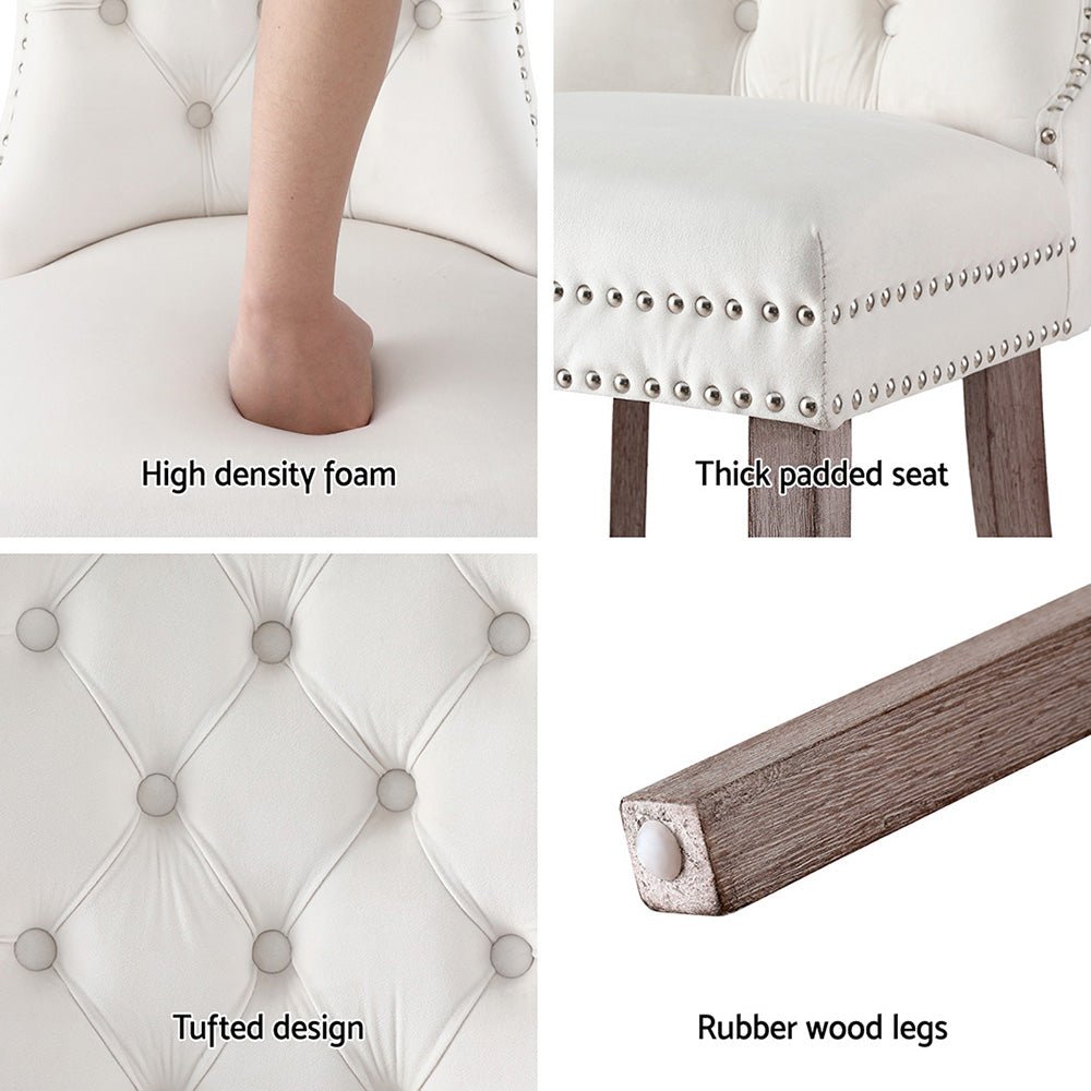 Set of 4 Dining Chairs Beige Velvet - Furniture > Dining > Kitchen & Dining Chairs - Rivercity House & Home Co. (ABN 18 642 972 209) - Affordable Modern Furniture Australia