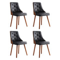 Set of 4 Dining Chairs Black PU
