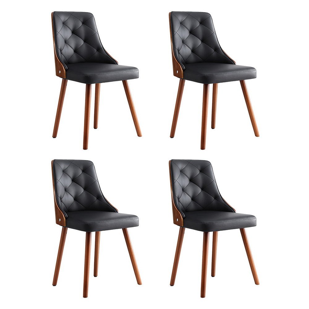 Set of 4 Dining Chairs Black PU - Furniture > Dining > Kitchen & Dining Chairs - Rivercity House & Home Co. (ABN 18 642 972 209) - Affordable Modern Furniture Australia