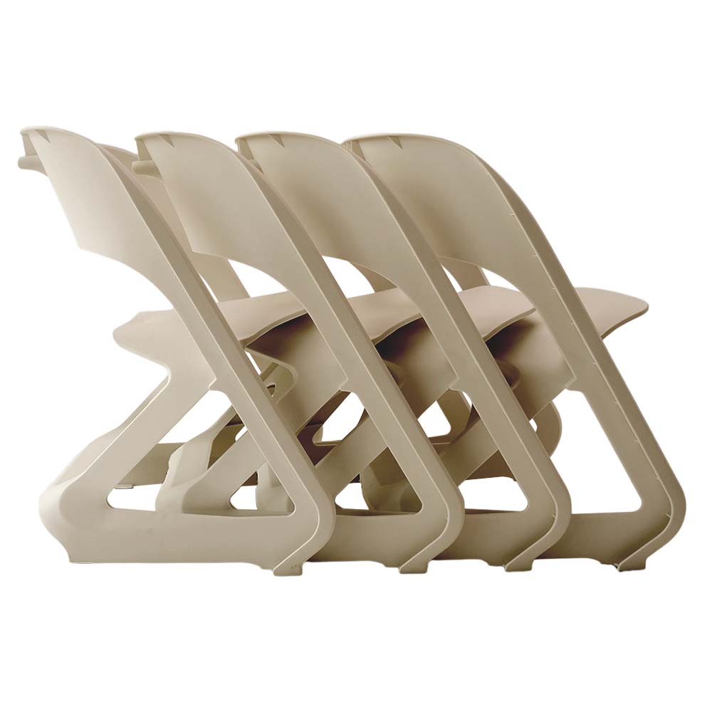 Set of 4 Dining Chairs Office Cafe Lounge Seat Stackable Plastic Leisure Chairs Beige - Furniture > Dining > Kitchen & Dining Chairs - Rivercity House & Home Co. (ABN 18 642 972 209) - Affordable Modern Furniture Australia