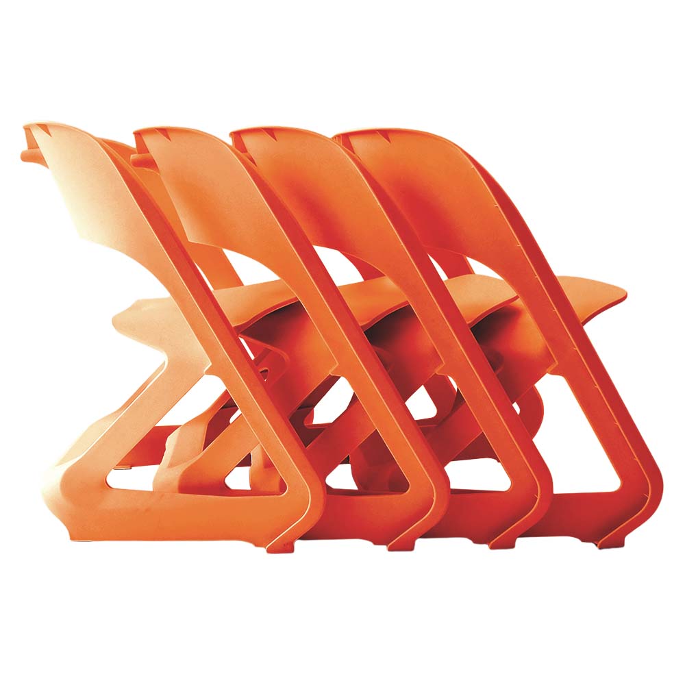 Set of 4 Dining Chairs Office Cafe Lounge Seat Stackable Plastic Leisure Chairs Orange - Furniture > Dining > Kitchen & Dining Chairs - Rivercity House & Home Co. (ABN 18 642 972 209) - Affordable Modern Furniture Australia