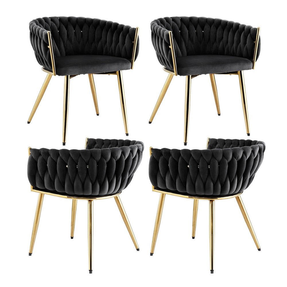 Set of 4 Dining Chairs Velvet Armchair Black - Furniture > Dining > Kitchen & Dining Chairs - Rivercity House & Home Co. (ABN 18 642 972 209) - Affordable Modern Furniture Australia