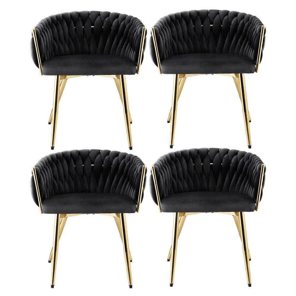 Set of 4 Dining Chairs Velvet Armchair Black - Furniture > Dining > Kitchen & Dining Chairs - Rivercity House & Home Co. (ABN 18 642 972 209) - Affordable Modern Furniture Australia