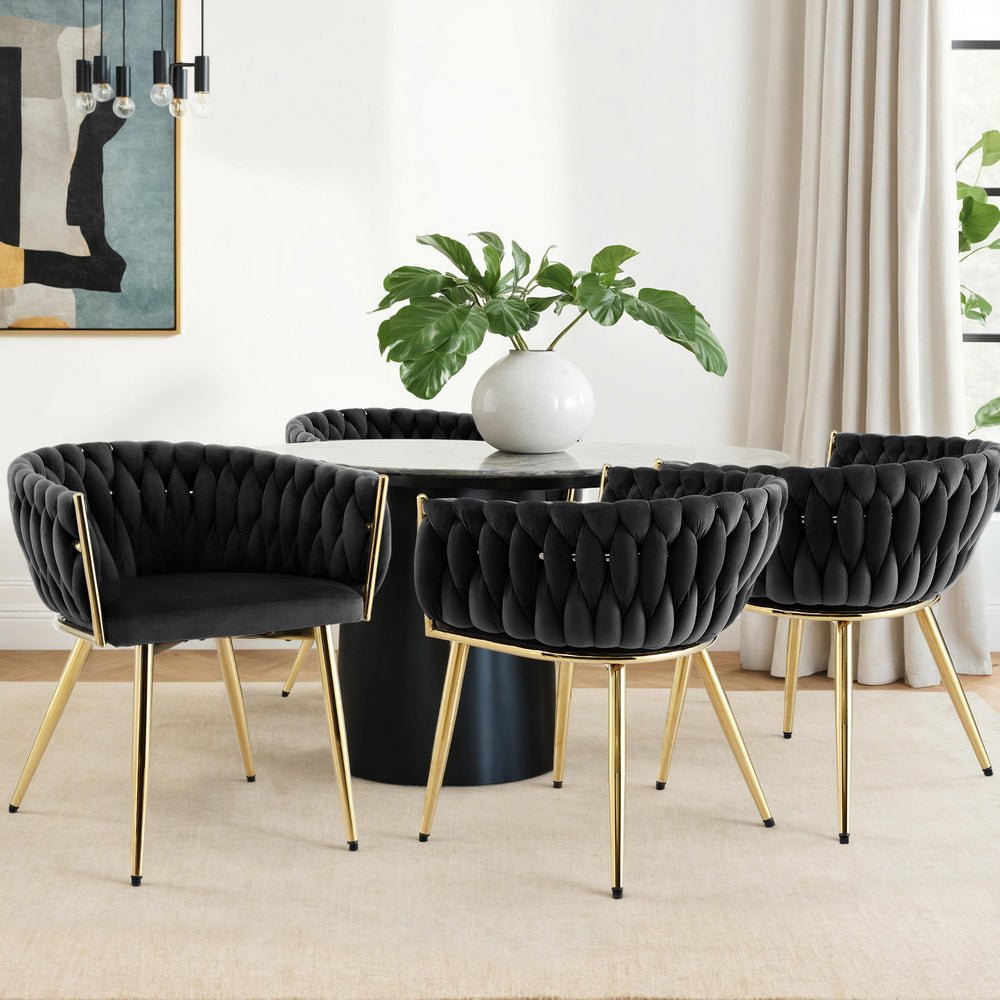 Set of 4 Dining Chairs Velvet Armchair Black - Furniture > Dining > Kitchen & Dining Chairs - Rivercity House & Home Co. (ABN 18 642 972 209) - Affordable Modern Furniture Australia