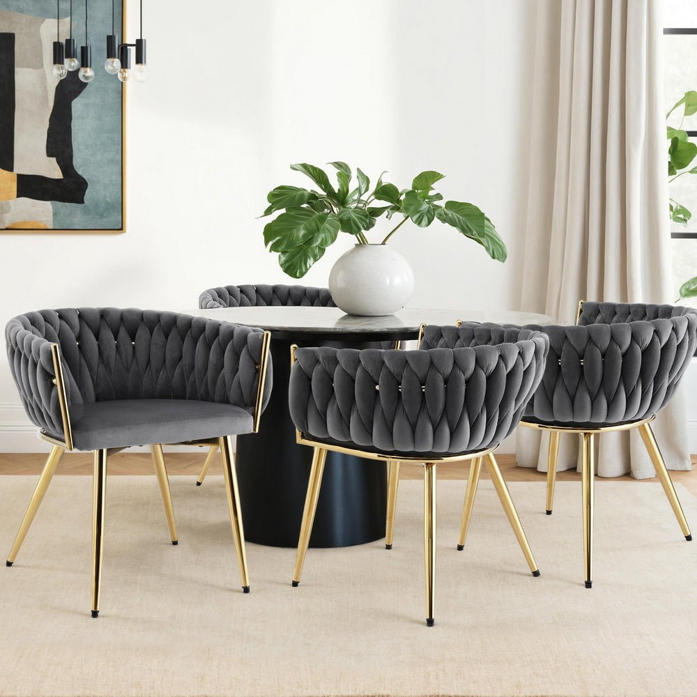 Set of 4 Dining Chairs Velvet Armchair Grey - Furniture > Dining > Kitchen & Dining Chairs - Rivercity House & Home Co. (ABN 18 642 972 209) - Affordable Modern Furniture Australia