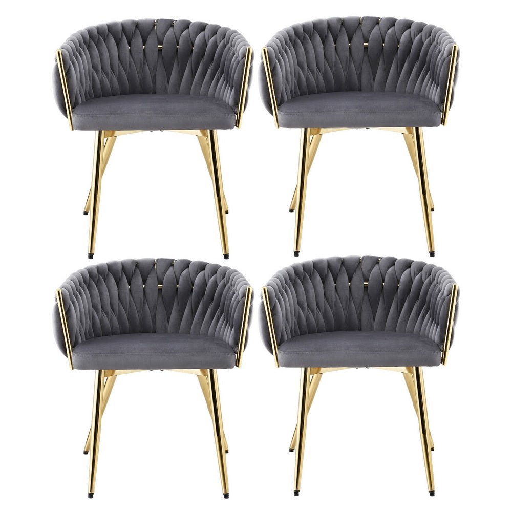 Set of 4 Dining Chairs Velvet Armchair Grey - Furniture > Dining > Kitchen & Dining Chairs - Rivercity House & Home Co. (ABN 18 642 972 209) - Affordable Modern Furniture Australia
