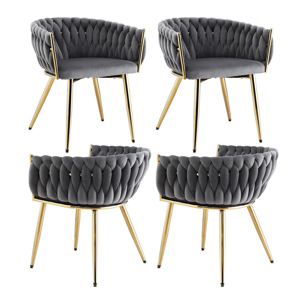 Set of 4 Dining Chairs Velvet Armchair Grey - Furniture > Dining > Kitchen & Dining Chairs - Rivercity House & Home Co. (ABN 18 642 972 209) - Affordable Modern Furniture Australia