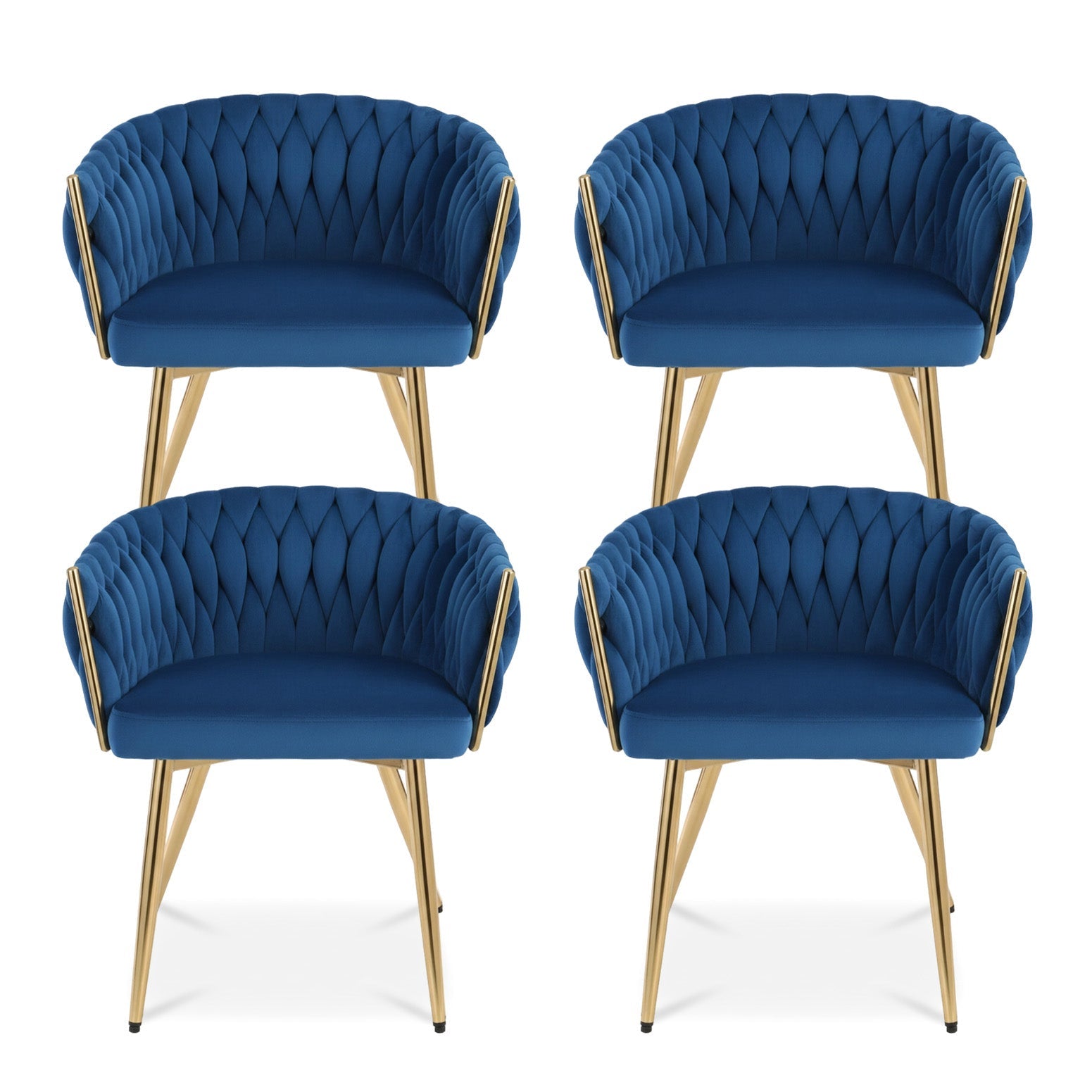 Set of 4 Dining Chairs Velvet Weaving Armchair Blue - Furniture > Dining > Kitchen & Dining Chairs - Rivercity House & Home Co. (ABN 18 642 972 209) - Affordable Modern Furniture Australia