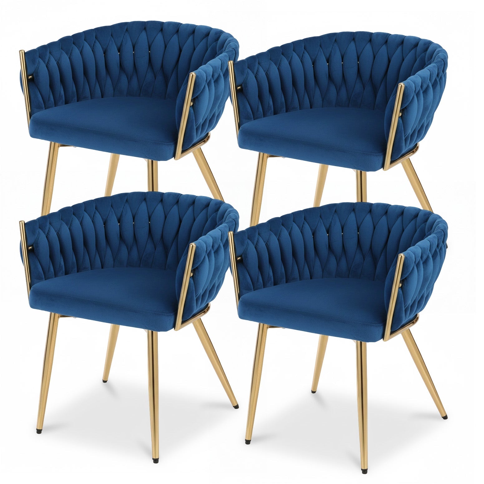 Set of 4 Dining Chairs Velvet Weaving Armchair Blue - Furniture > Dining > Kitchen & Dining Chairs - Rivercity House & Home Co. (ABN 18 642 972 209) - Affordable Modern Furniture Australia
