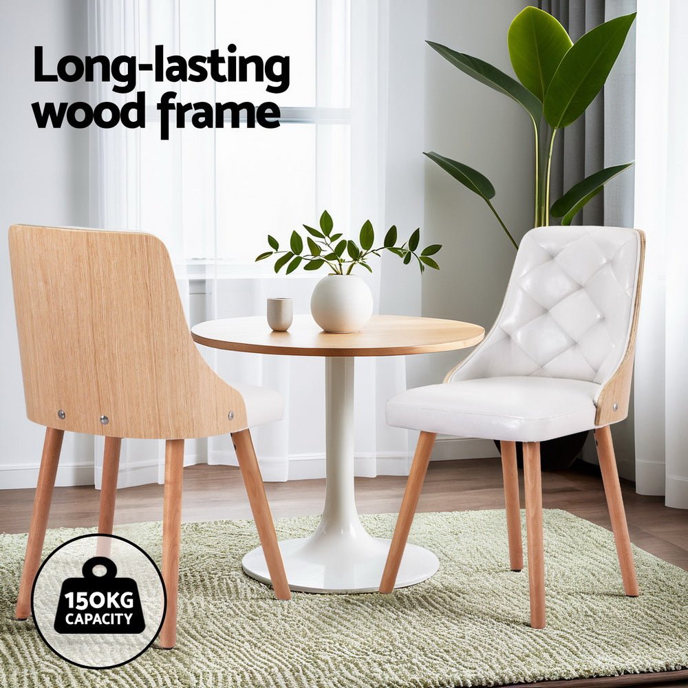 Set of 4 Dining Chairs White PU - Furniture > Dining > Kitchen & Dining Chairs - Rivercity House & Home Co. (ABN 18 642 972 209) - Affordable Modern Furniture Australia