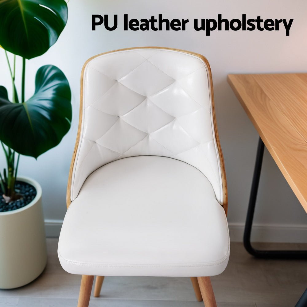 Set of 4 Dining Chairs White PU - Furniture > Dining > Kitchen & Dining Chairs - Rivercity House & Home Co. (ABN 18 642 972 209) - Affordable Modern Furniture Australia