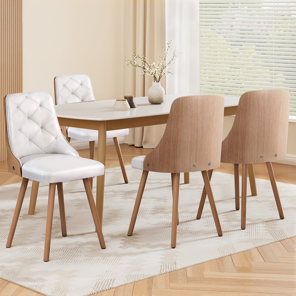 Set of 4 Dining Chairs White PU - Furniture > Dining > Kitchen & Dining Chairs - Rivercity House & Home Co. (ABN 18 642 972 209) - Affordable Modern Furniture Australia