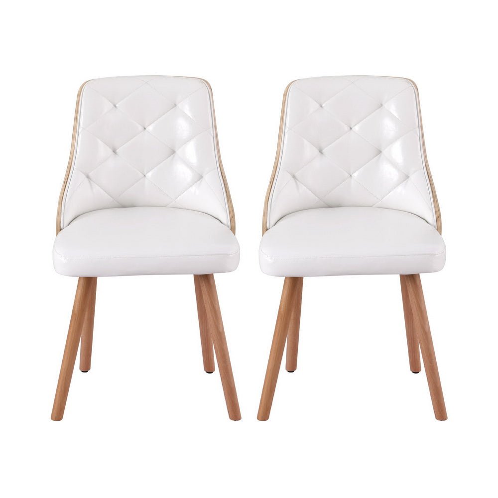Set of 4 Dining Chairs White PU - Furniture > Dining > Kitchen & Dining Chairs - Rivercity House & Home Co. (ABN 18 642 972 209) - Affordable Modern Furniture Australia