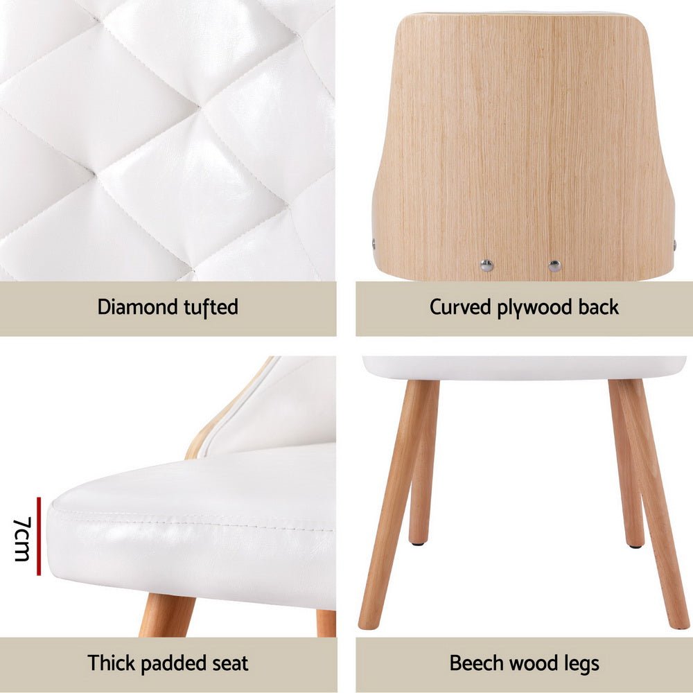 Set of 4 Dining Chairs White PU - Furniture > Dining > Kitchen & Dining Chairs - Rivercity House & Home Co. (ABN 18 642 972 209) - Affordable Modern Furniture Australia