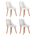 Set of 4 Dining Chairs White PU