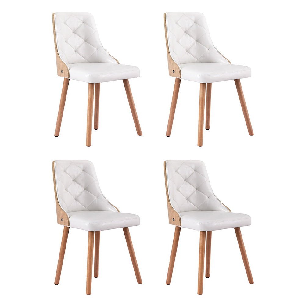 Set of 4 Dining Chairs White PU - Furniture > Dining > Kitchen & Dining Chairs - Rivercity House & Home Co. (ABN 18 642 972 209) - Affordable Modern Furniture Australia