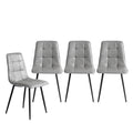 Set of 4 Dining Chairs with Grey Faux Leather Upholstery - Grey