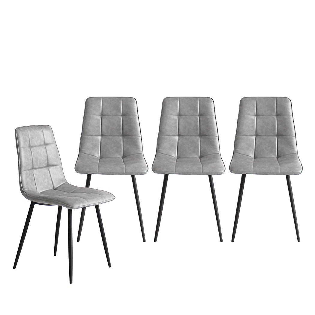 Set of 4 Dining Chairs with Grey Faux Leather Upholstery - Grey - Rivercity House & Home Co. (ABN 18 642 972 209) - Affordable Modern Furniture Australia