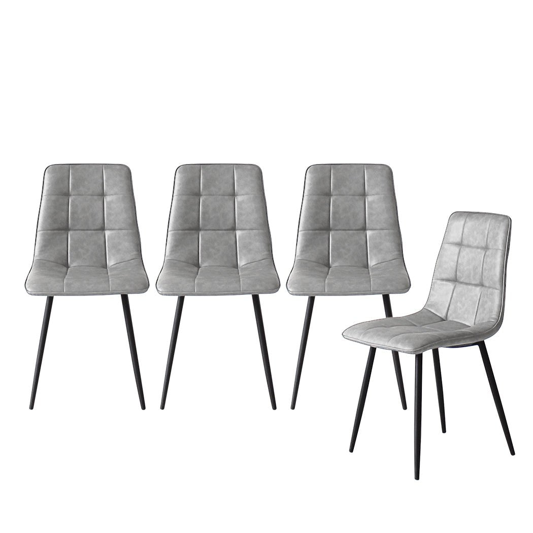 Set of 4 Dining Chairs with Grey Faux Leather Upholstery - Grey - Rivercity House & Home Co. (ABN 18 642 972 209) - Affordable Modern Furniture Australia