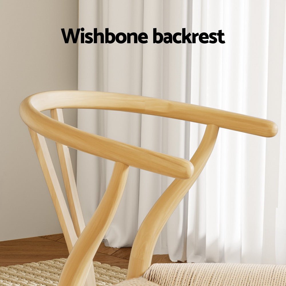 Set of 4 Dining Chairs Wooden Rattan Seat Wishbone Back - Furniture > Dining > Kitchen & Dining Chairs - Rivercity House & Home Co. (ABN 18 642 972 209) - Affordable Modern Furniture Australia